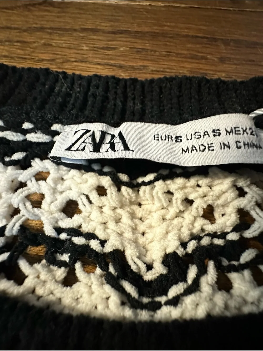 Zara Black & White Cropped Textured Stripe Sweater
